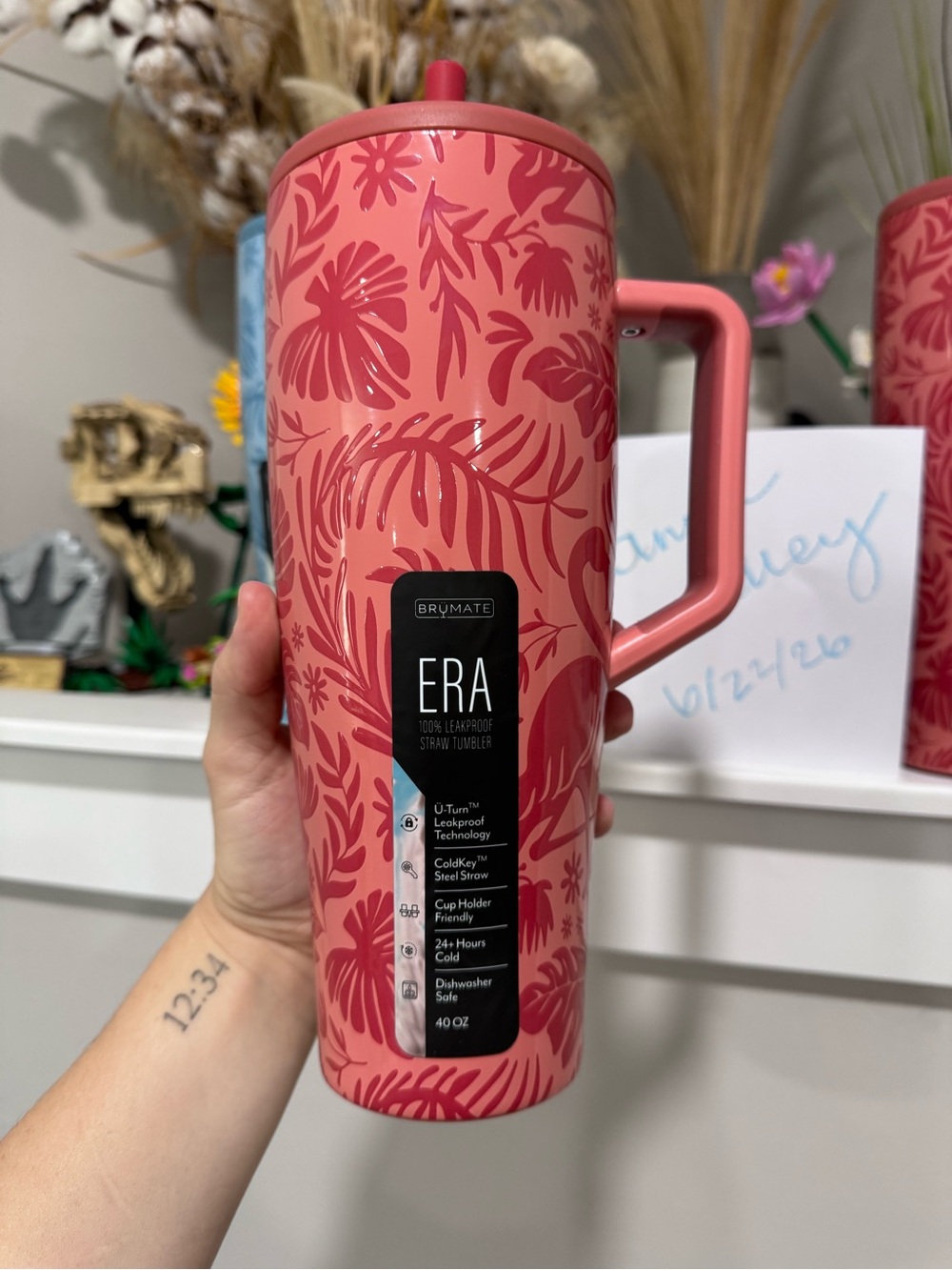 ERA 40oz Pink Floral Leakproof Straw Tumbler